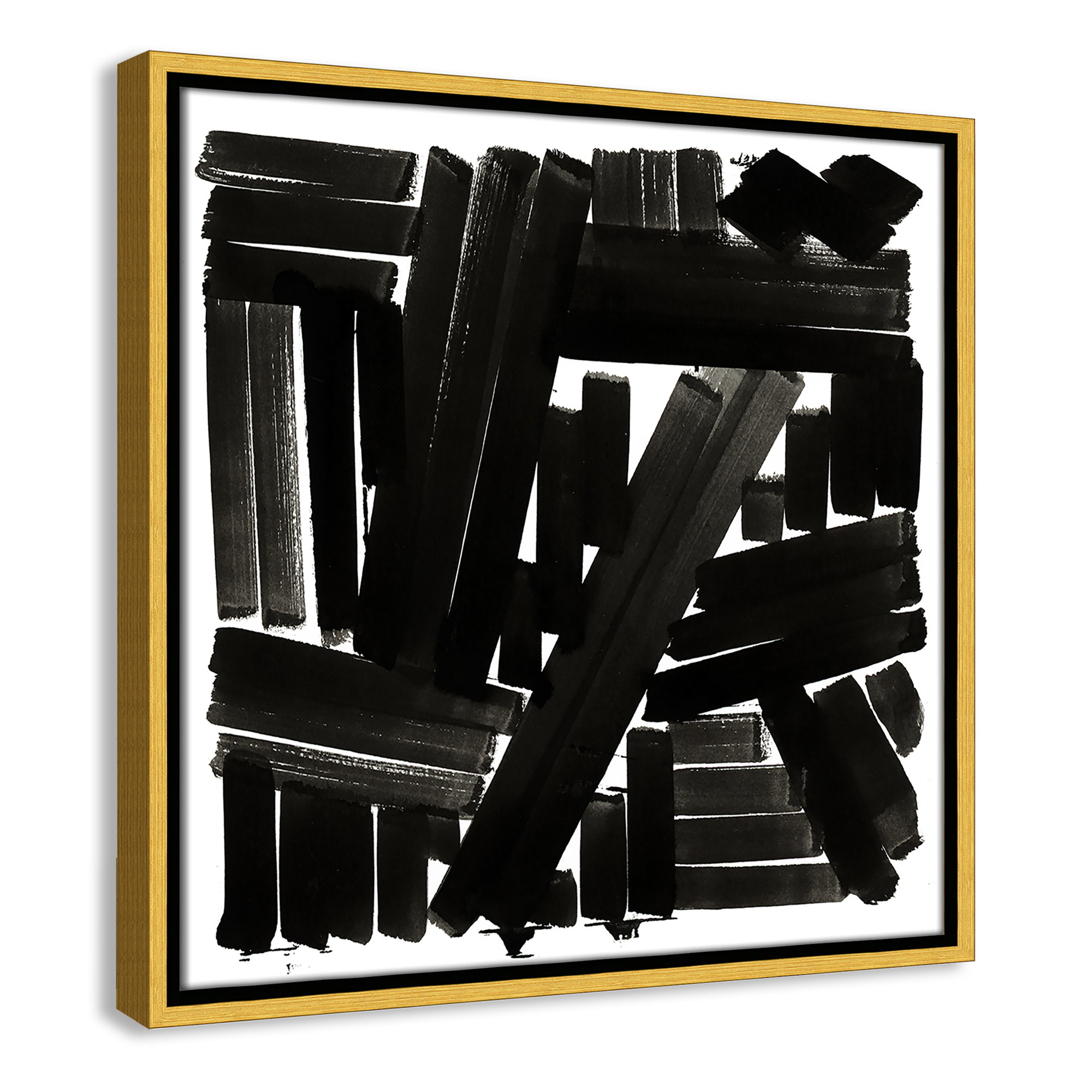Shape of Song I by Cartissi - Floater Frame Painting on Canvas, Gold Framed, 17.5" H x 17.5" W x 2" D