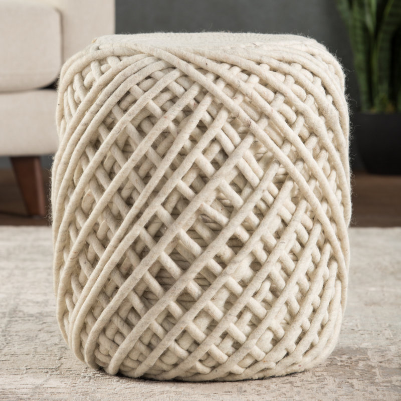 Repose-pieds rond 16 po Aubree, Gris clair / Blanc