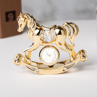 Figurine de bureau cheval berçant décorée de cristal