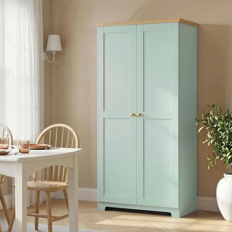 HOMCOM 172cm Kitchen Cupboard Freestanding Storage Cabinet, Light Green