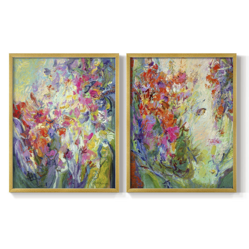 Impression encadrée «Bold Flourish I-Premium» - prête à être accrochée - aucun clou requis - aucun clou requis, Doré