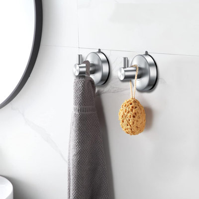 Suction Cup Hooks For Shower Set Of  Brushed Nickel Towel Hooks For Bathrooms SUS Stainless Steel Shower Hooks For Loofah  Bathroom Hook For Towels