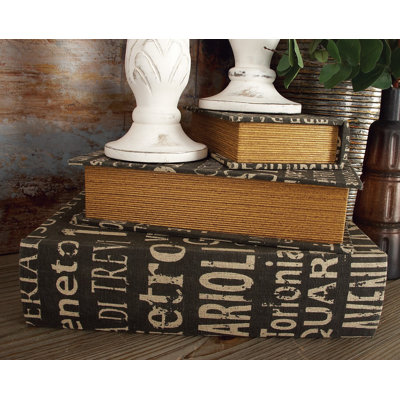 Akeal 3 Piece Faux Leather Book Box Set