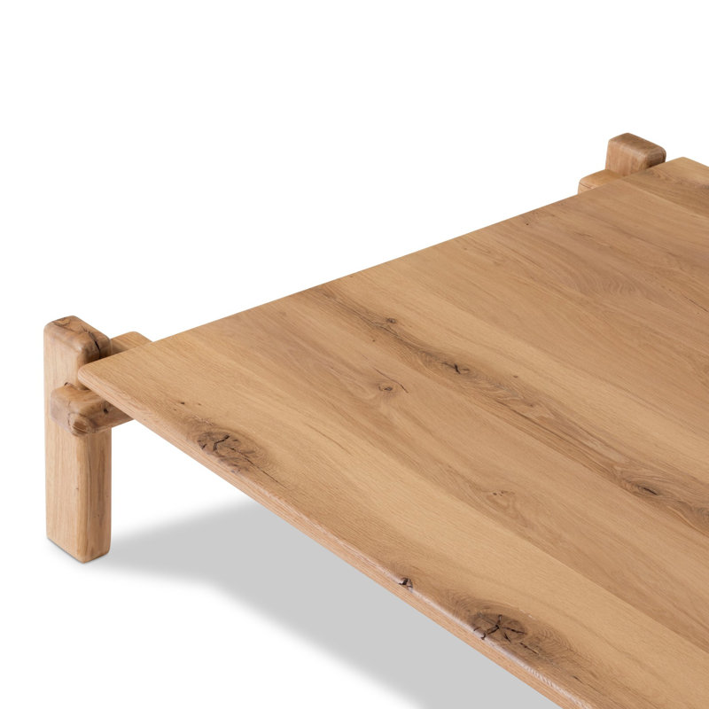 Feride Coffee Table-Reclaimed French Oak, 14" H x 54.25" L x 50" W, Natural Reclaimed French Oak