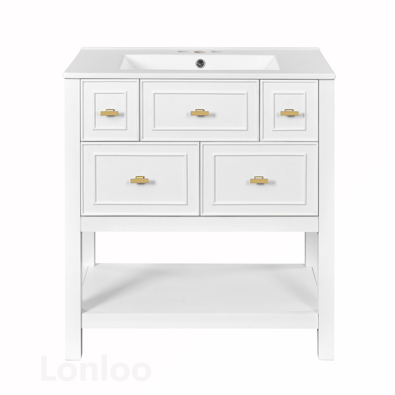 Meuble-lavabo sophistiqué avec de multiples fonctionnalités pour un rangement amélioré, Blanc