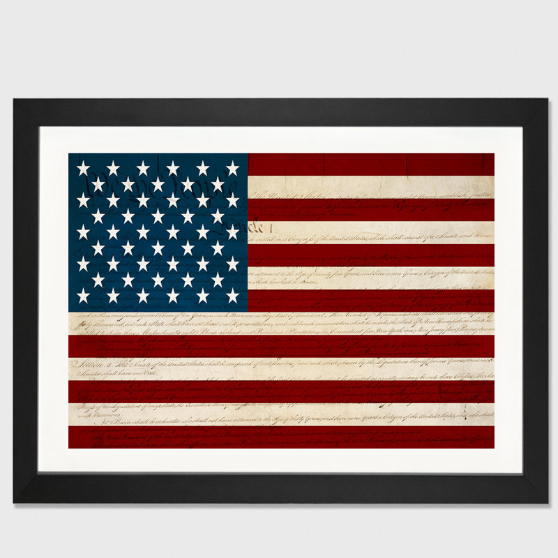 " US Constitution - American Flag " by ICanvas, Black, 24" H x 32" W x 1" D