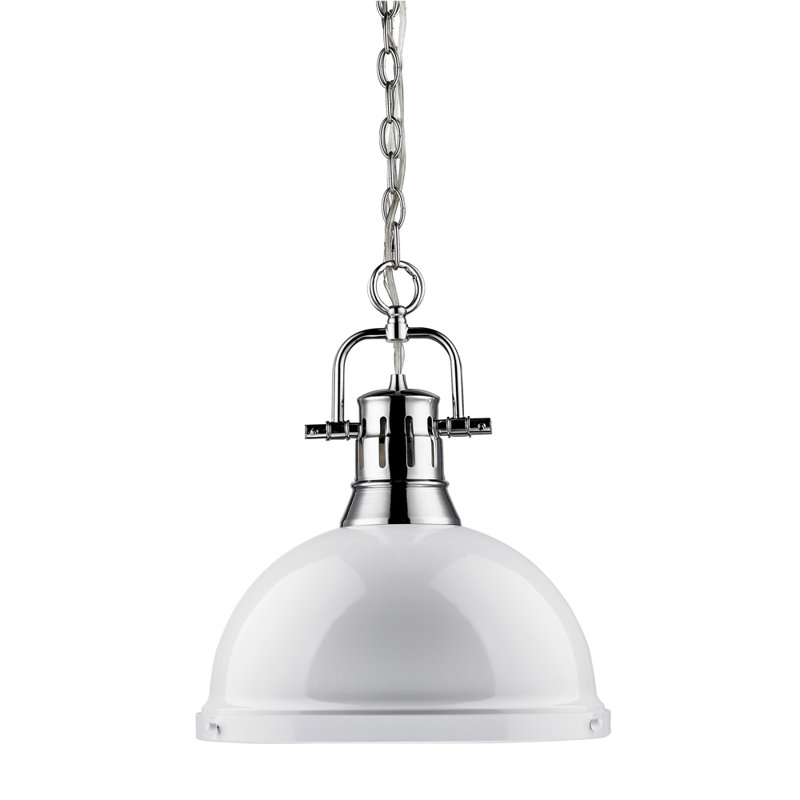 Luminaire suspendu en forme de dôme 1 lumière Alethia, Blanc, Chrome