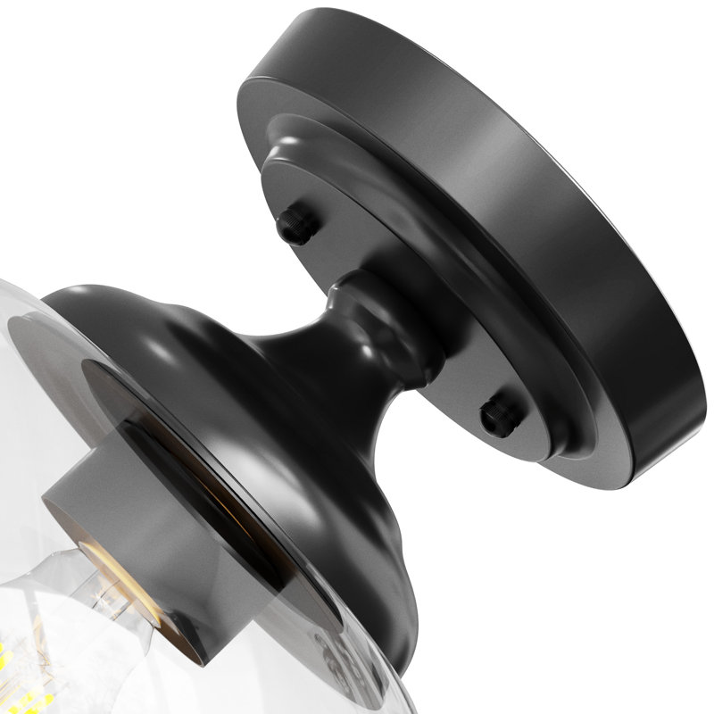 Semi Flush Mount Ceiling Light with Glass Shade, Matte Black