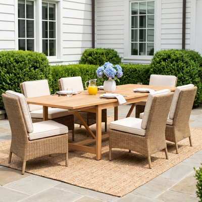 Anautica 119'' Rectangular 10-Person Outdoor Dining Set with Cushions