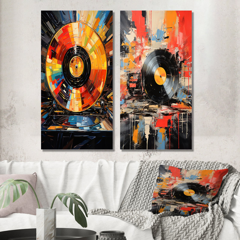 «Vinyle disque vinyle fusion», 2 pièces, Toile tendue, H 32 po x l 32 po