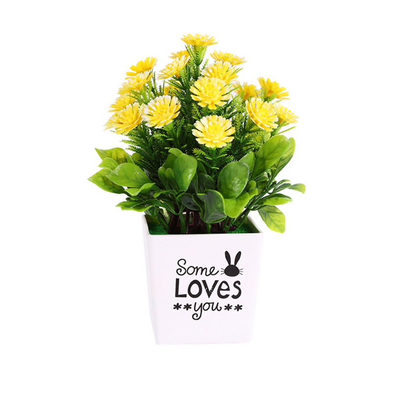 Arrangement floral de chrysanthèmes en pot, Jaune