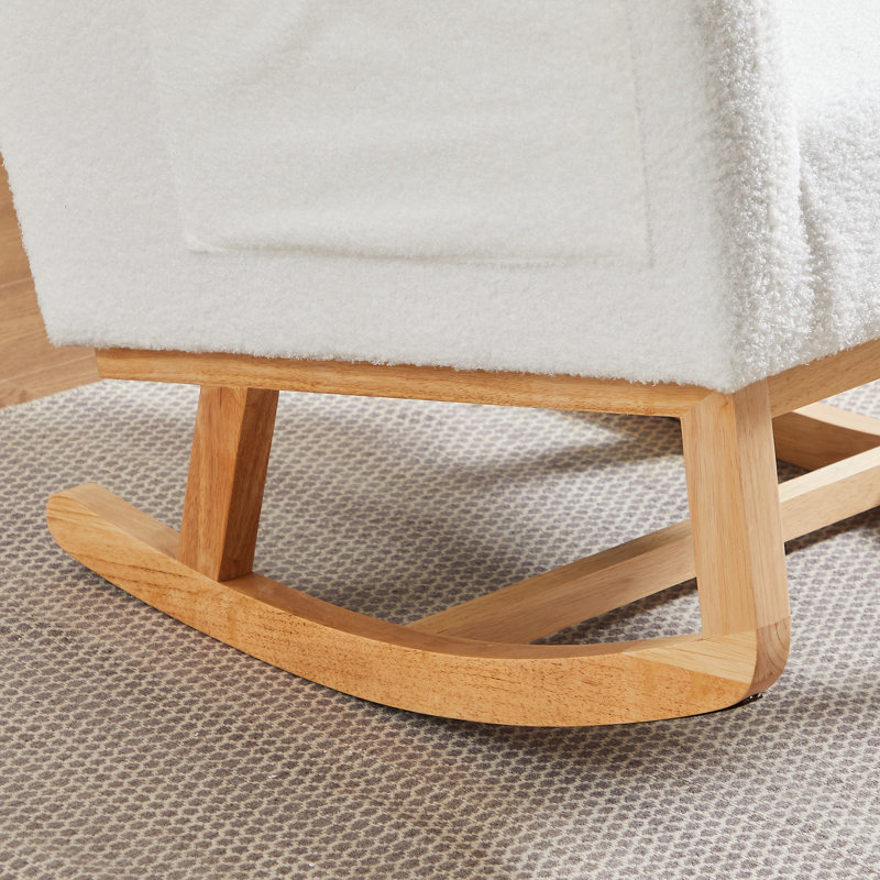 Chaise berçante rembourrée en tissu Maricelys, Ivoire ivoire