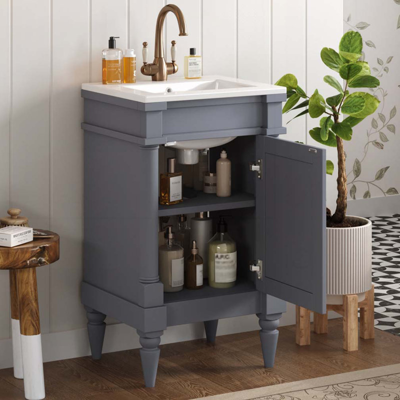 Bathroom Vanity with Ceramic Sink, Gray