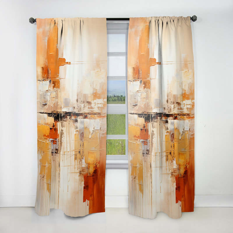 Glam Orange Beige Collage II - Fashion Curtain - Velvet Room Darkening - 1 Panel, 52" W x 95" L