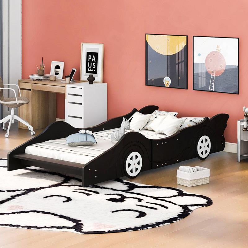 Lit plateforme avec roulettes Race, Noir