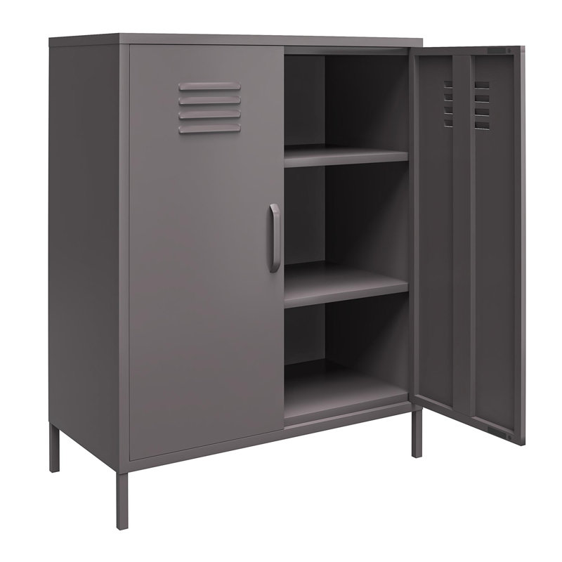 2 - Door Rectangle Accent Cabinet, Grey