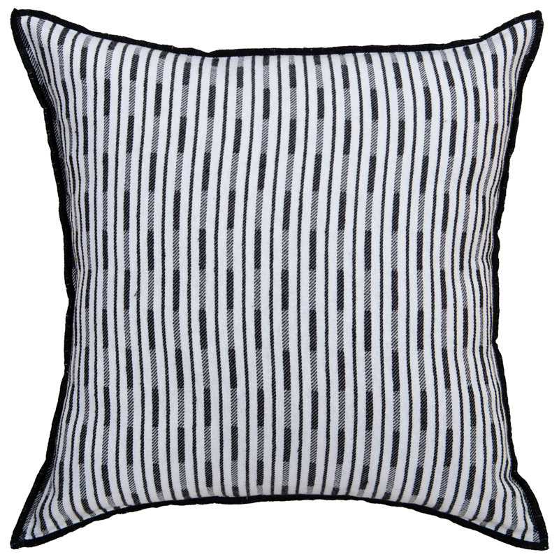 Cotton/Poly Blend Throw Pilow, Black/White, Polyester