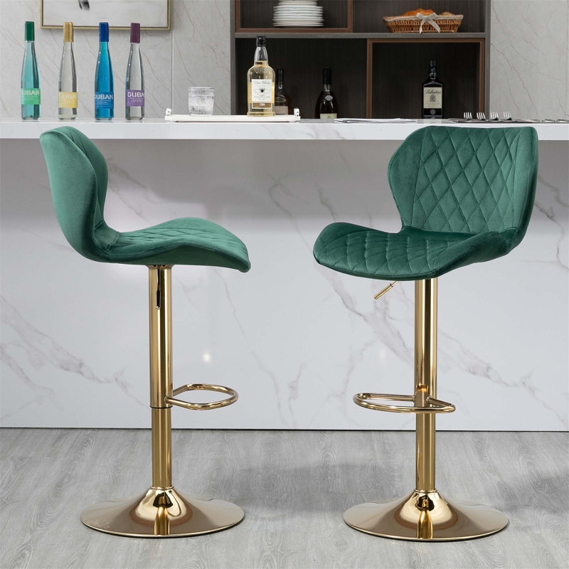 Tabouret de comptoir pivotant et réglable en hauteur Jeptha, Vert