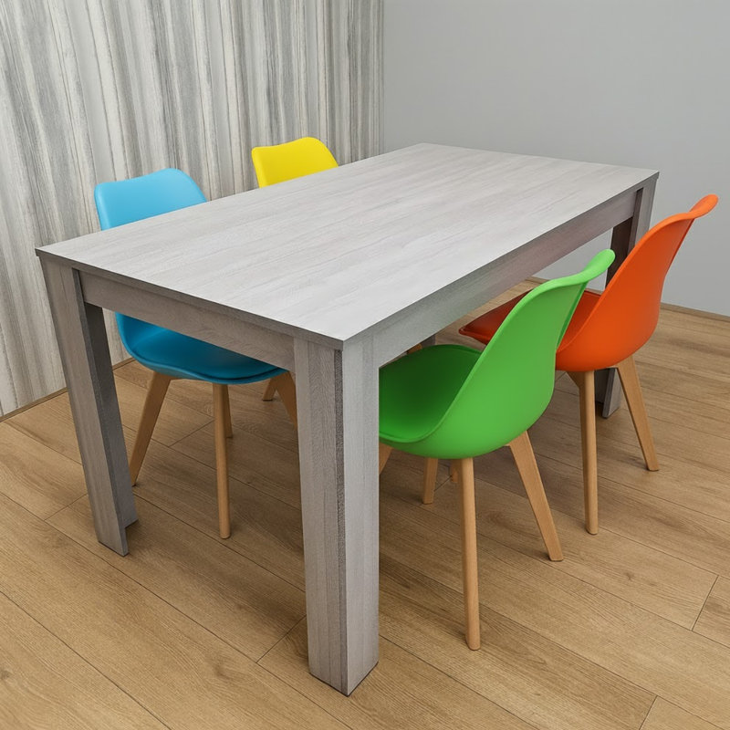 4 - Person Dining Set, Blue/Green/Yellow/Orange, 75cm H x 80cm W x 140cm D