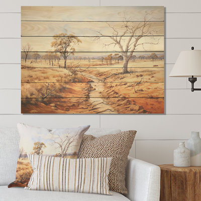 Australian Outback Landscape I - Australia On Wood Print