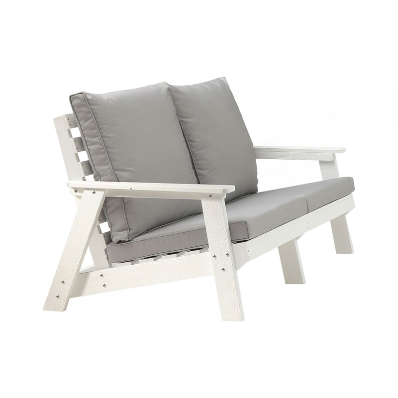 Causeuse avec coussin, canapé de jardin extérieur, Grey, White