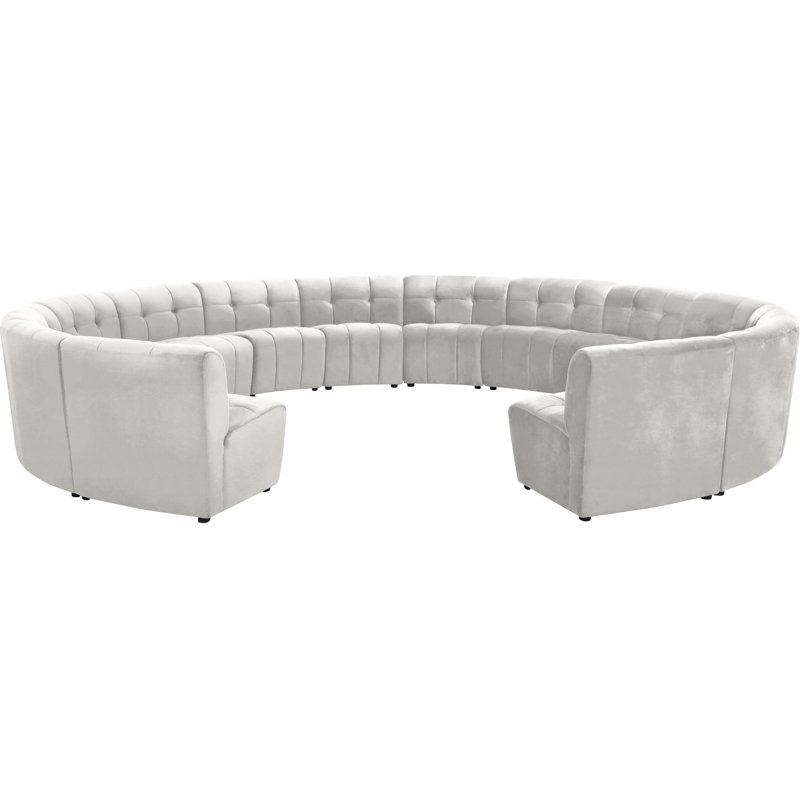 Jedson Velvet Sectional Symmetrical, Cream Velvet