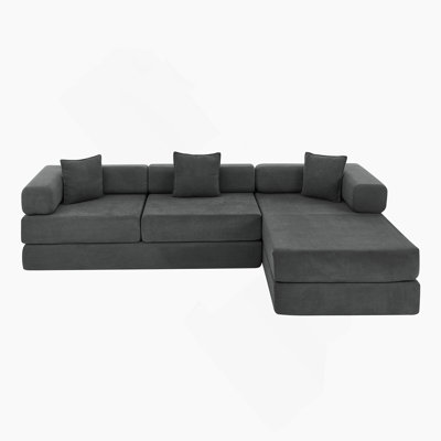 Modular Sectional Sofa With L-Shape Chaise, Boneless Cloud Couch, Deep Seat, Fold-Out Sofa Bed, Removable Backrest, No Assembly Required
