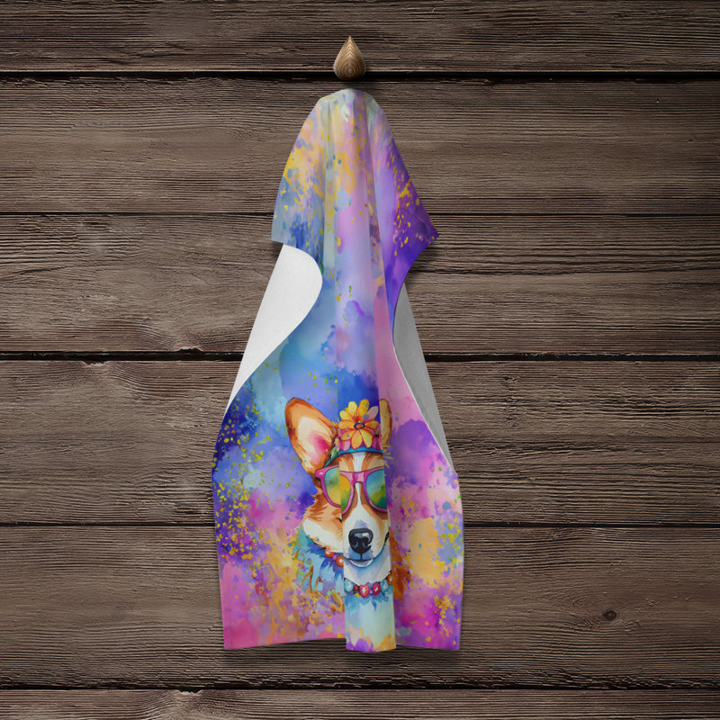 Serviette de cuisine Corgi Hippie Dawg
