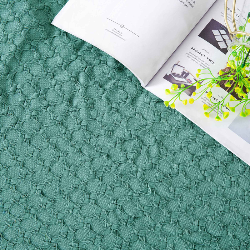 Knitted Throw Blanket, Peacock Green
