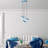 Elegant Light Blue Chandelier, Metal Body, 19.7 Inch Diameter | Adjustable Height 29.5 - 41.7 Inches | Base Plate Ø11.8 x 1.2 Inches | 3 x E27 Max 40W, Ideal for Living Room & Dining Room Décor, Bulb Not Included-1853411943-1853411942