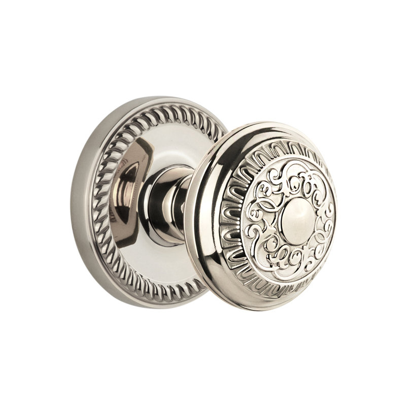 Grandeur Newport Rosette Privacy with Windsor Door Knob, 2 3/4", Polished Nickel
