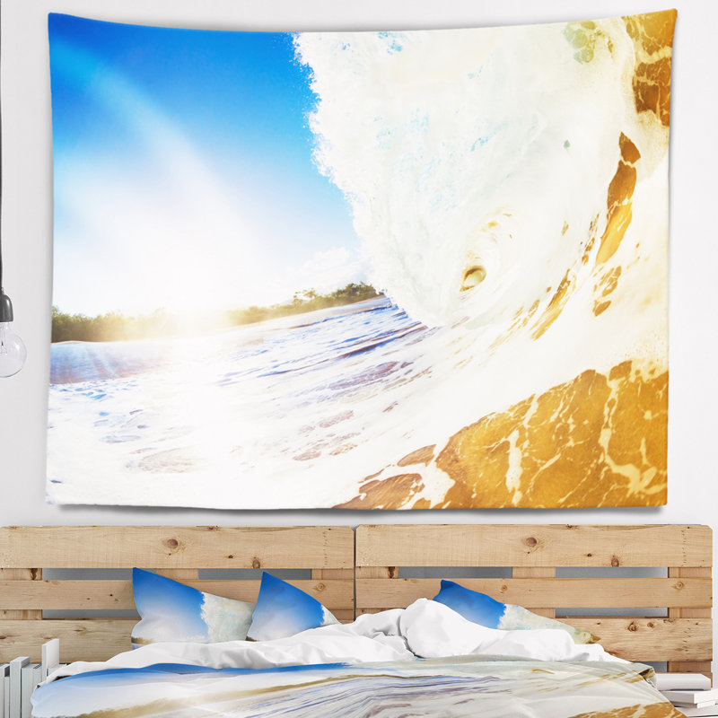 Tapisserie de plage sandy océan crashing ondulations, H 68 po x l 80 po