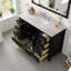 Meuble-lavabo espresso l 42 po x P 22 po avec comptoir en quartz de Carrare blanc et lavabo en porcelaine encastré Minnich