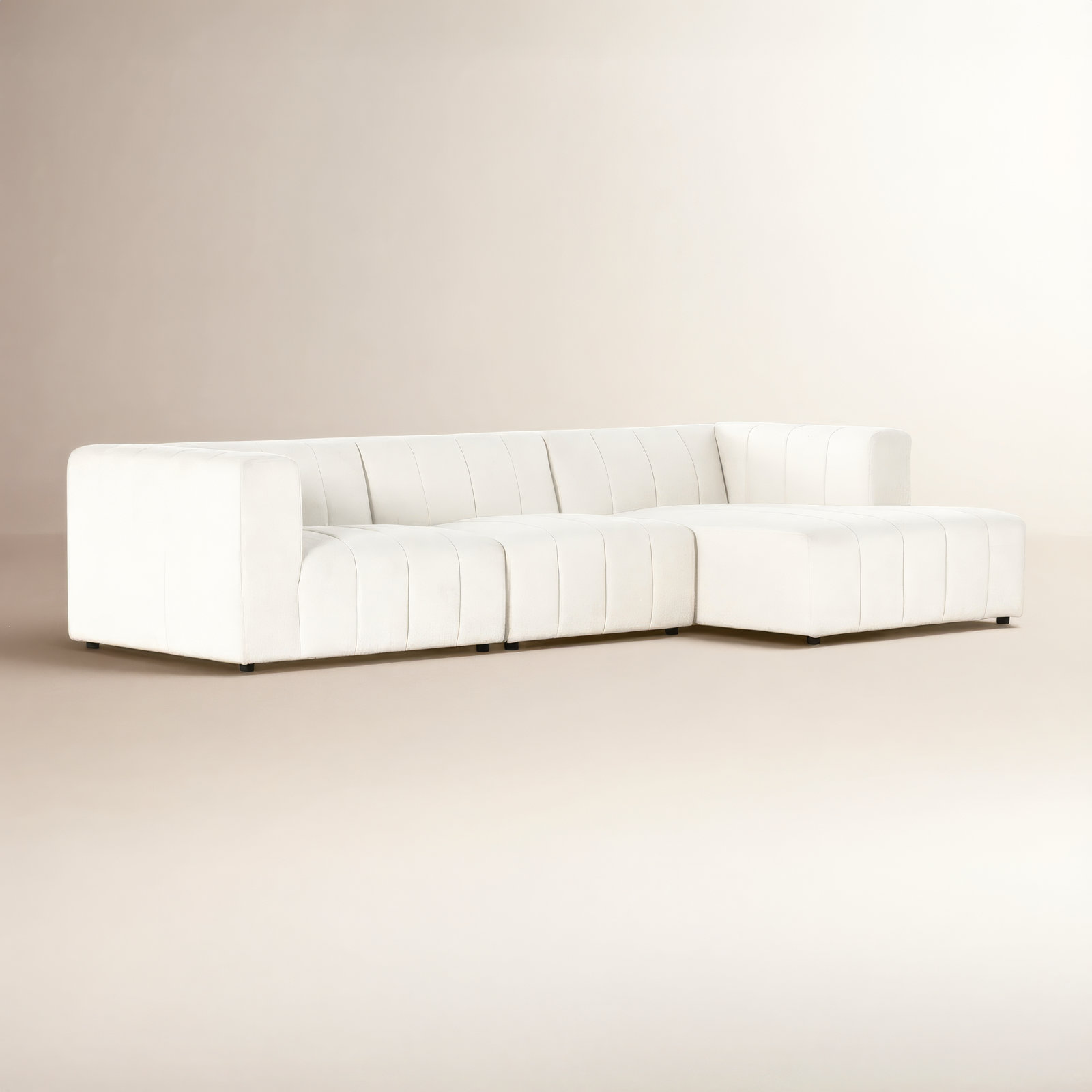 Bowry Modular Upholstered Chaise L-Sectional, Right Hand Facing, Fayette Cloud Polyester, Graphite