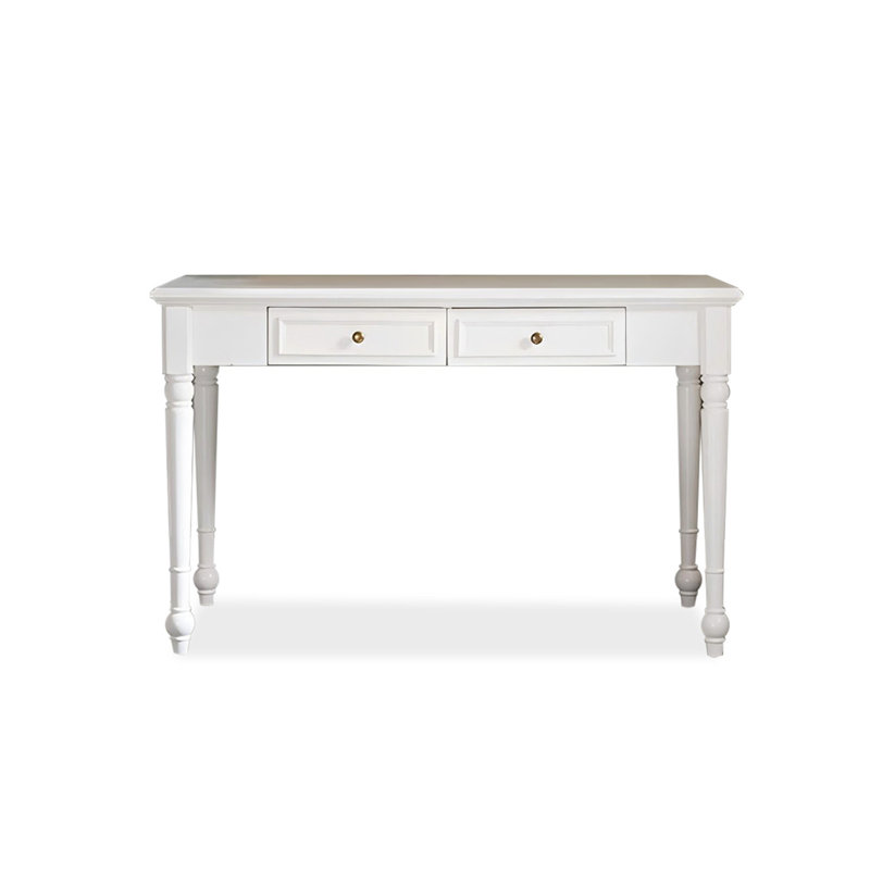 White Rectangular Solid Wood with 2 drawers desk, 29.92" H x 47.24" W x 23.62" D