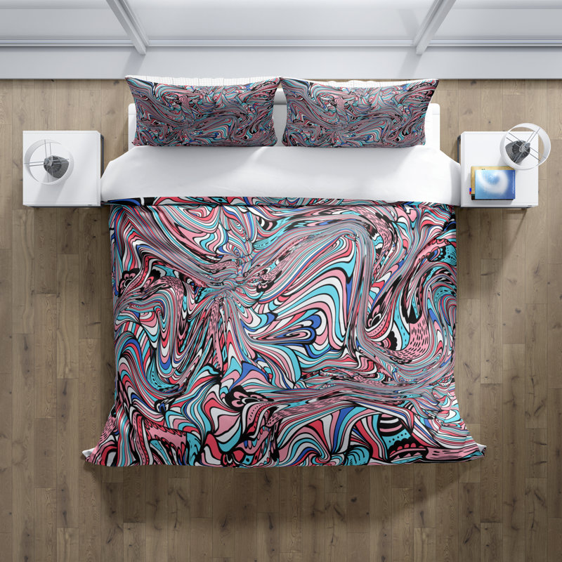 Polyester Abstract Duvet Cover, King Duvet Cover + 2 Shams