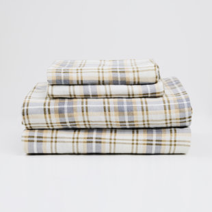 Melly Plaid 100% Cotton 4-piece Flannel Sheet Set