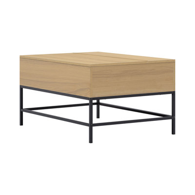 Table basse à quatre pieds avec plateau relevable et rangement