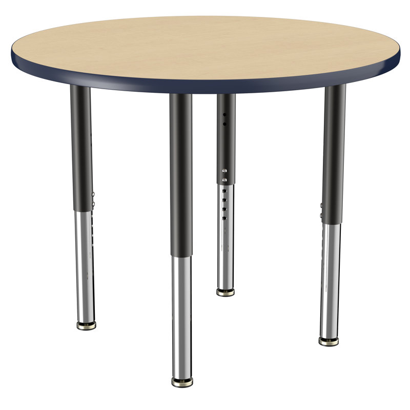Table ronde à hauteur réglable, 36", Érable / bleu marine / noir, Super