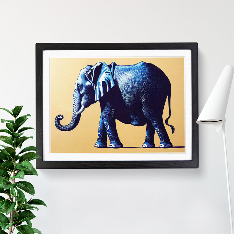 XH1022-6603X Elephant - Single Picture Frame Painting, Black, 46cm H x 64cm W x 2cm D