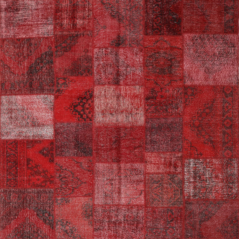 Tapis de zone rouge contemporaine, Carré 4 pi