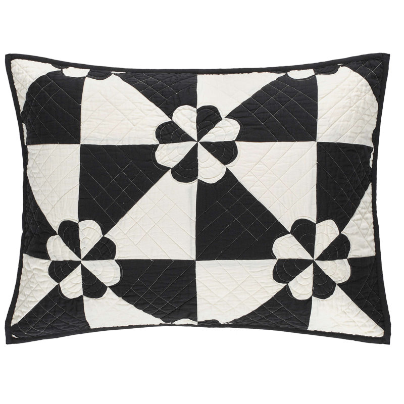 Sunny Side Quilted Sham, King, Black