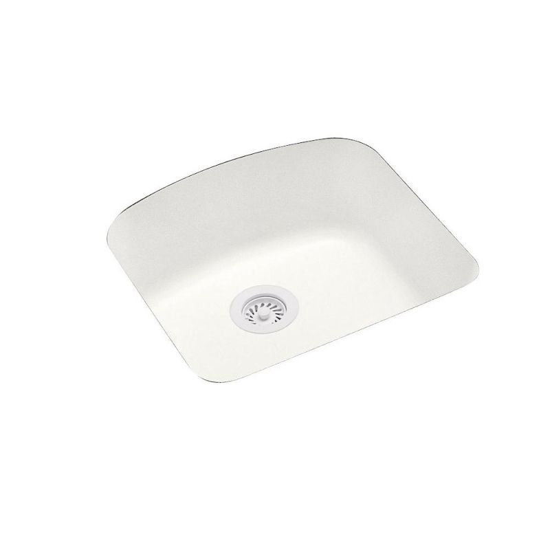 21'' L Single Bowl Solid Surface Kitchen Sink, Tahiti Ivory
