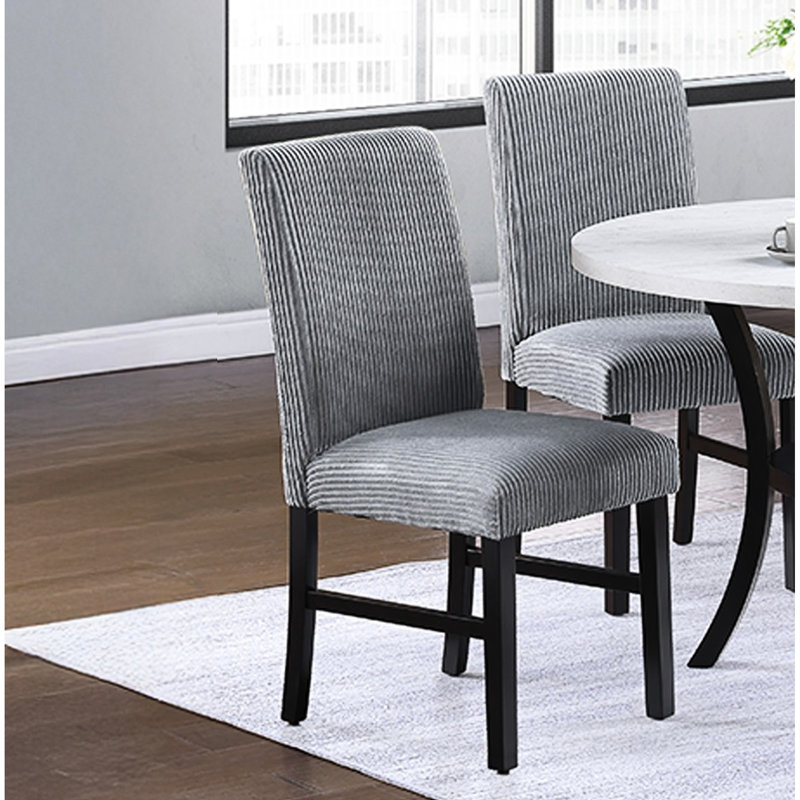 Chaises de salle à manger rembourrées modernes en velours côtelé 2pc, Brouillard