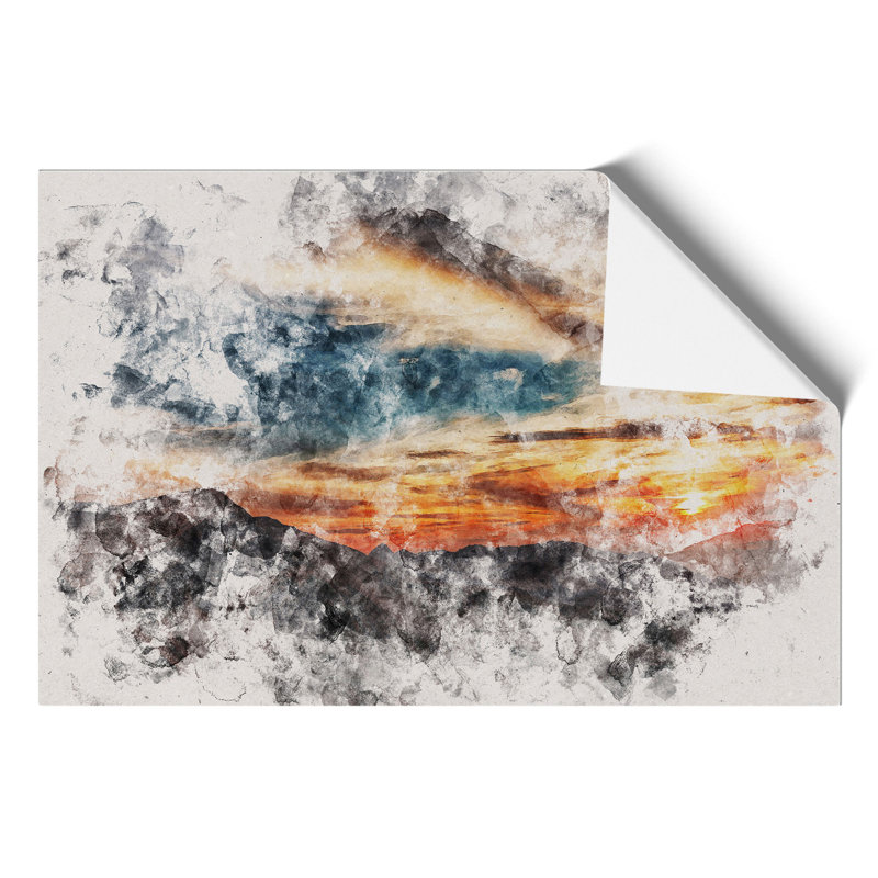 Sunset in Utah Watercolour - Frameless Print, 21cm H x 30cm W x 0.1cm D