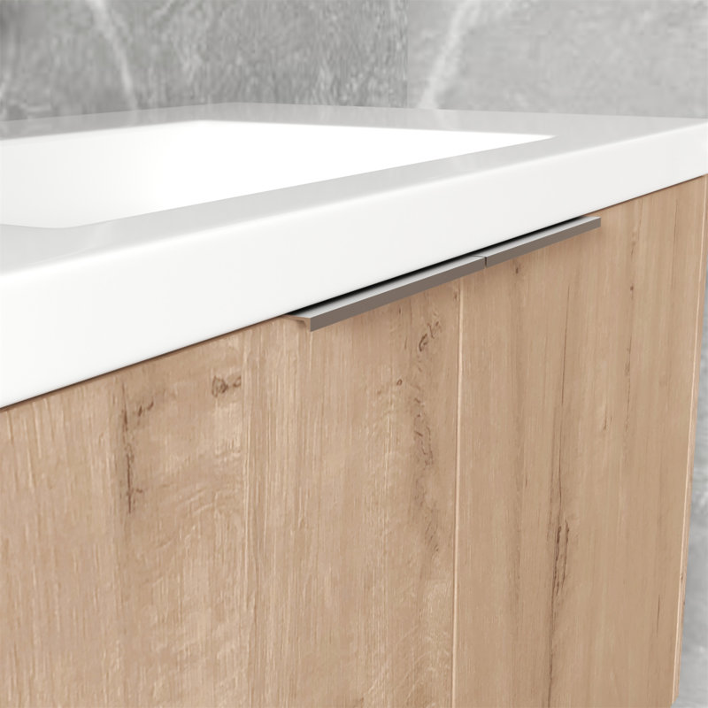Meuble-lavabo mural 36 po avec lavabo et armoire latérale, portes à fermeture douce, solution de rangement durable et spacieuse