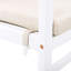 Chaise d'extérieur pour 2 personnes, fabrication en bois, dossier en corde, coussin hydrofuge, structure blanche, capacité de 400 lb, fixation du coussin lavable à la machine, siège ergonomique, dossier de fauteuil de balcon