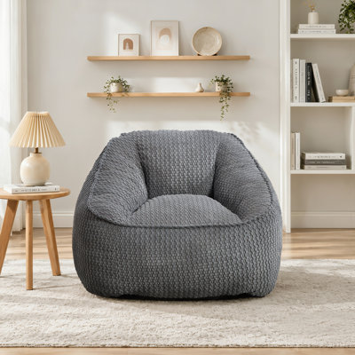 Fauteuil à billes compressé pour adultes, fauteuil de lecture confortable en velours côtelé avec bourre