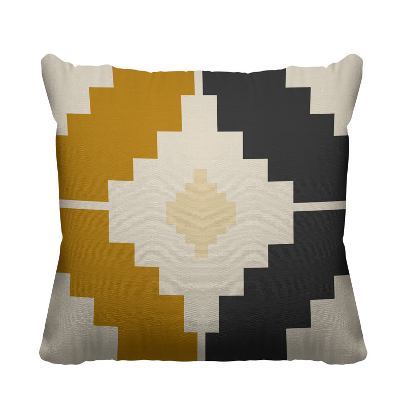 Coussin intérieur / extérieur Kele Southwestern, Jaune, L 15 po x H 15 po