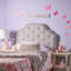 Tête de lit en tissu gris pour lit simple avec coutures élégantes en losange et détails cloutés revêtus d'un magnifique motif capitonné-1010827357